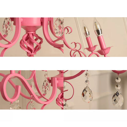 Clémence Pink Candle & Crystal Chandelier