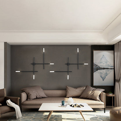 Camille Crossed Lines Wandleuchte mit Schwarz/Gold-Finish und 4 LEDs