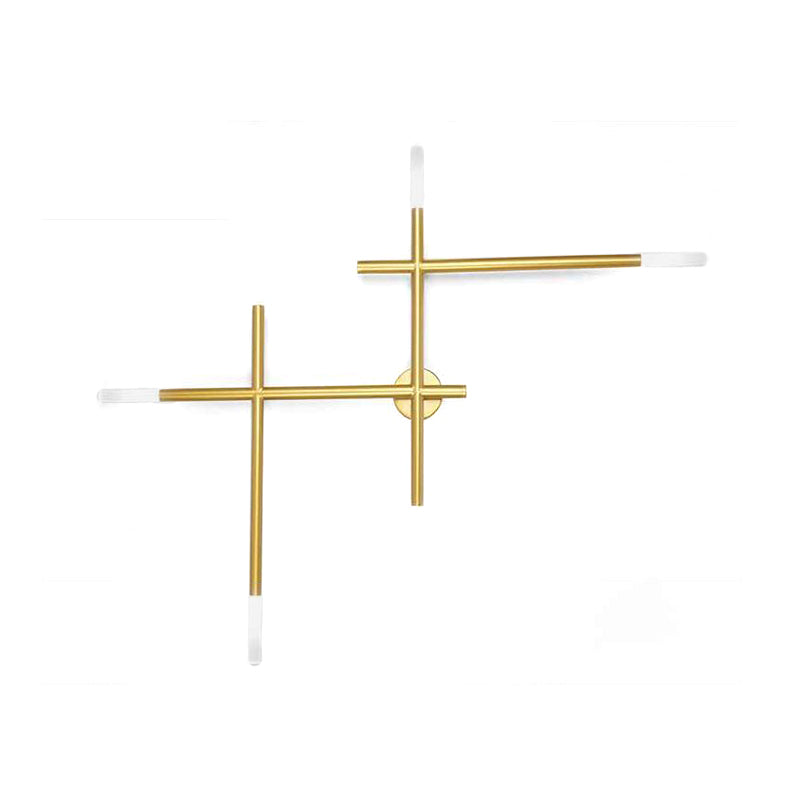 Camille Crossed Lines Wandleuchte mit Schwarz/Gold-Finish und 4 LEDs