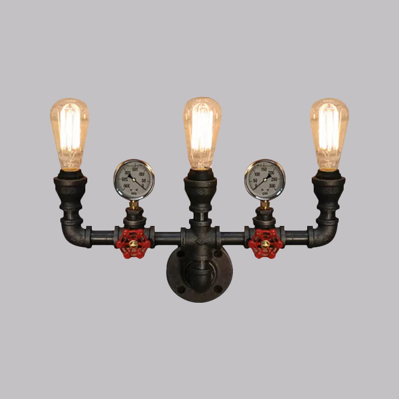 Magnus Steampunk Pipe & Gauge Wall Sconce