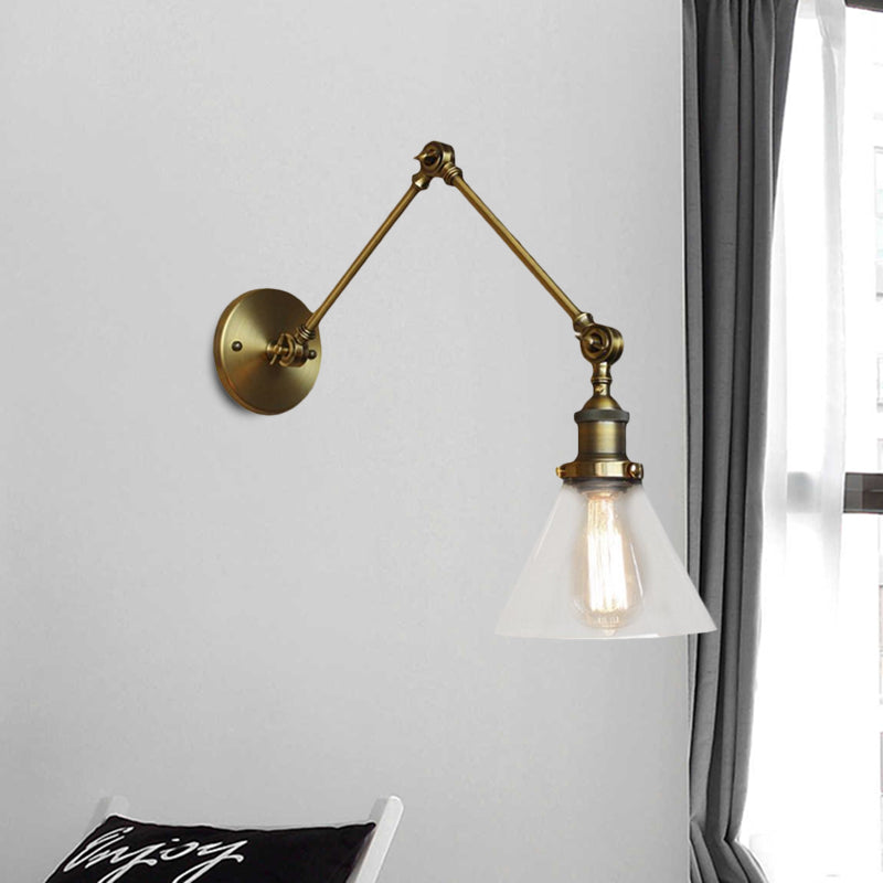 Lucienne Vintage Swing Arm Glass Wall Sconce Lamp