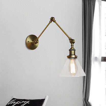 Lucienne Vintage Swing Arm Glass Wall Sconce Lamp