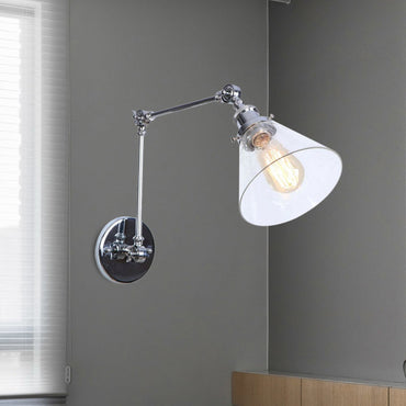 Lucienne Vintage Wandleuchte mit Schwenkarm und Glasschirm