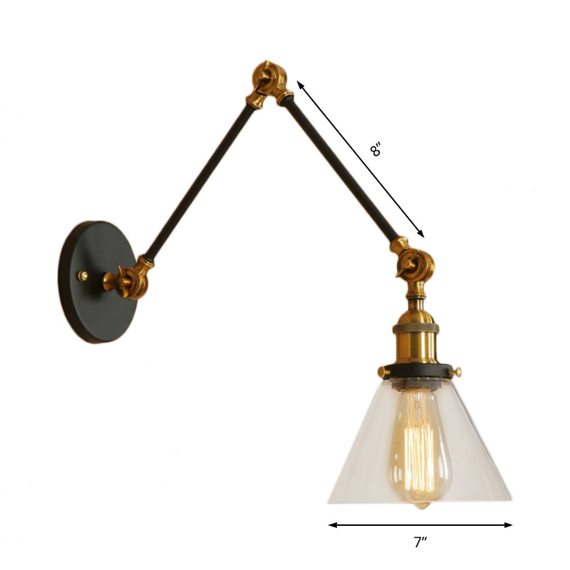 Lucienne Vintage Swing Arm Glass Wall Sconce Lamp