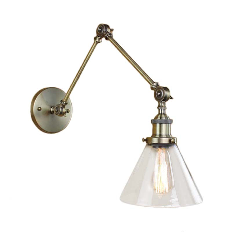 Lucienne Vintage Swing Arm Glass Wall Sconce Lamp