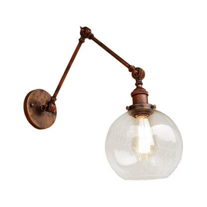 Delphine Industrial Globe Swing Arm Wall Light