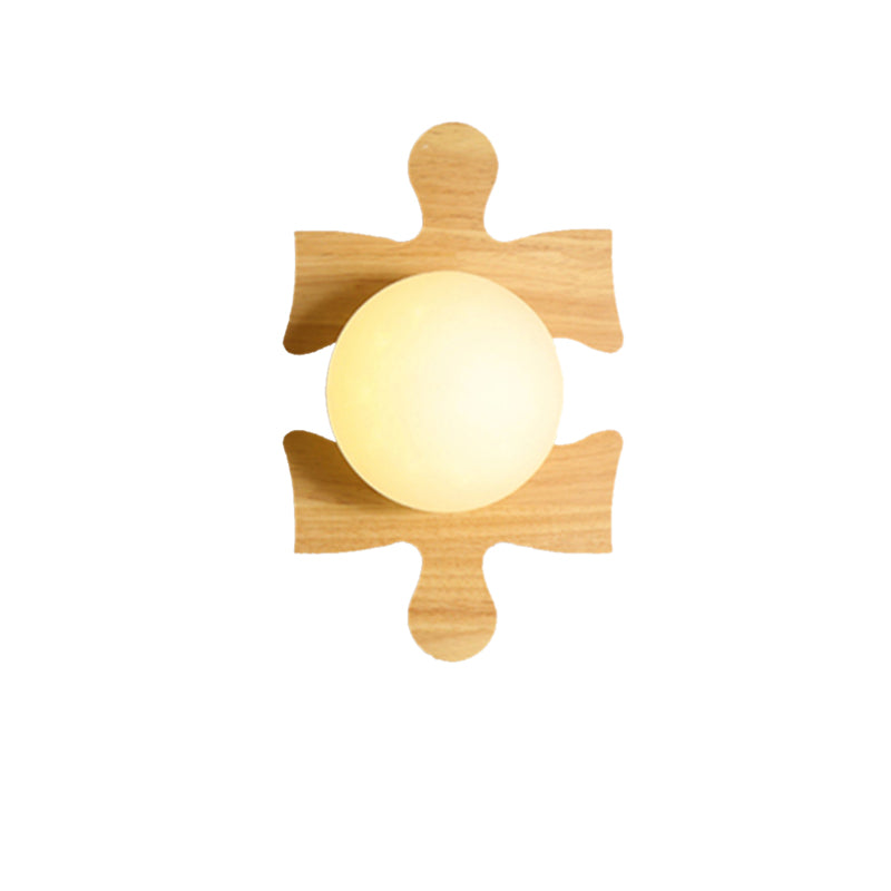 Amélie Wooden Orb Glass Wall Light Sconce