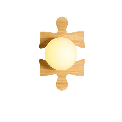 Amélie Wooden Orb Glass Wall Light Sconce