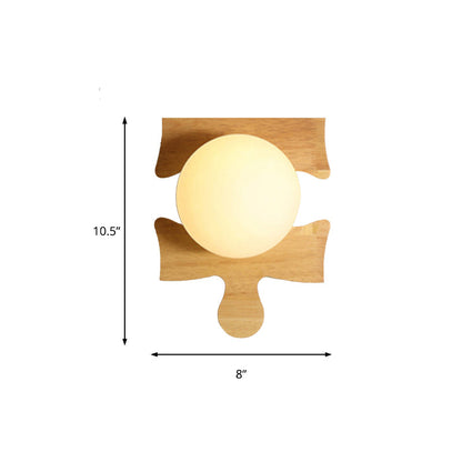 Amélie Wooden Orb Glass Wall Light Sconce