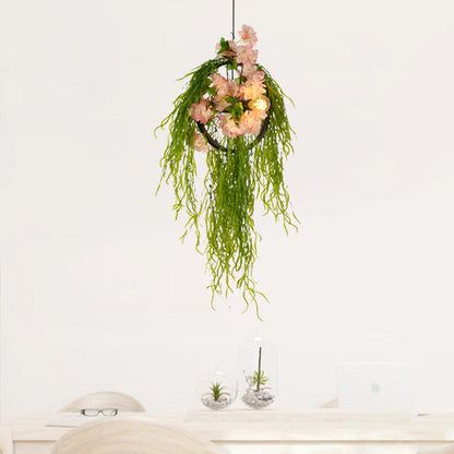 Amélie Wheel Pendant Chandelier with Rose Decor