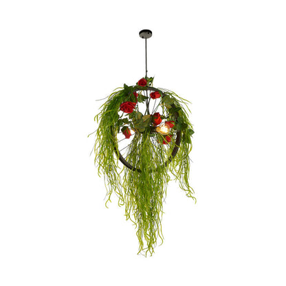 Amélie Wheel Pendant Chandelier with Rose Decor