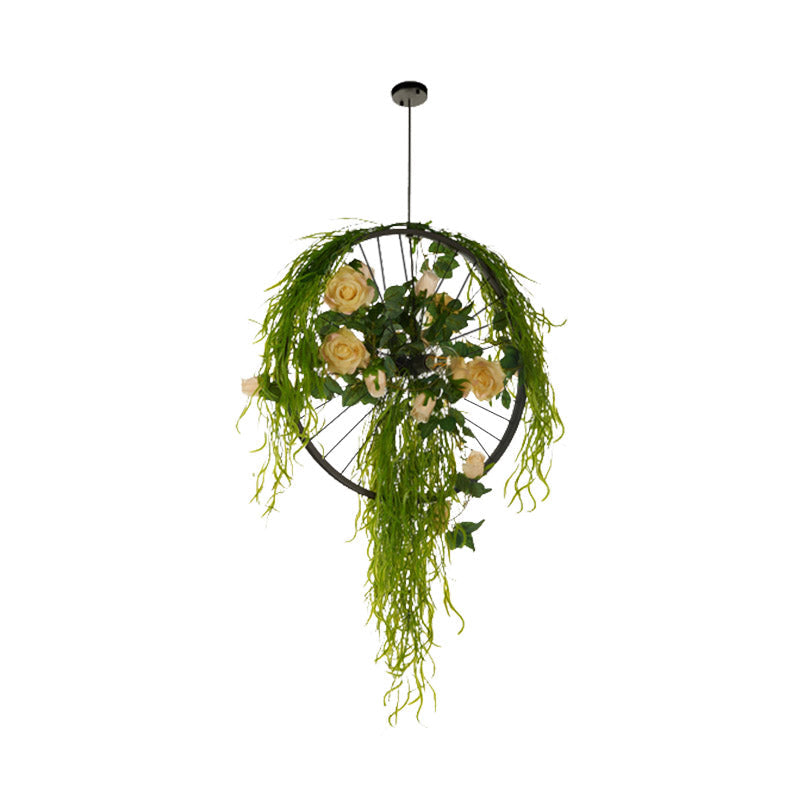 Amélie Wheel Pendant Chandelier with Rose Decor