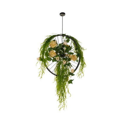 Amélie Wheel Pendant Chandelier with Rose Decor