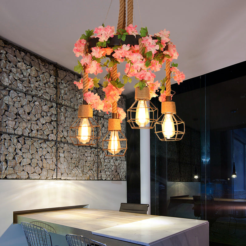 Solène Orb Cage Rope Pendant Chandelier Light