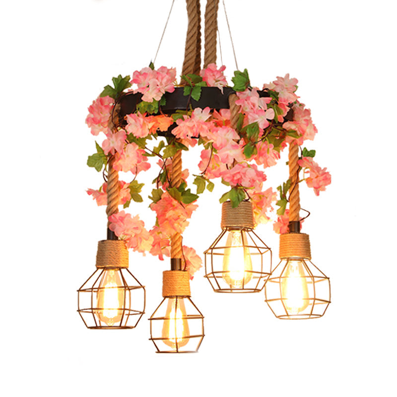 Solène Orb Cage Rope Pendant Chandelier Light