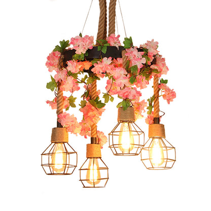 Solène Orb Cage Rope Pendant Chandelier Light