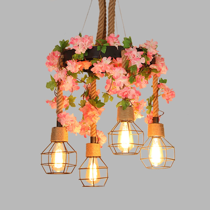 Solène Orb Cage Rope Pendant Chandelier Light