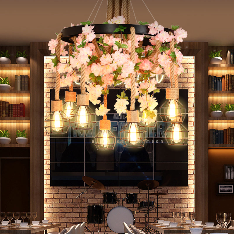 Solène Orb Cage Rope Pendant Chandelier Light