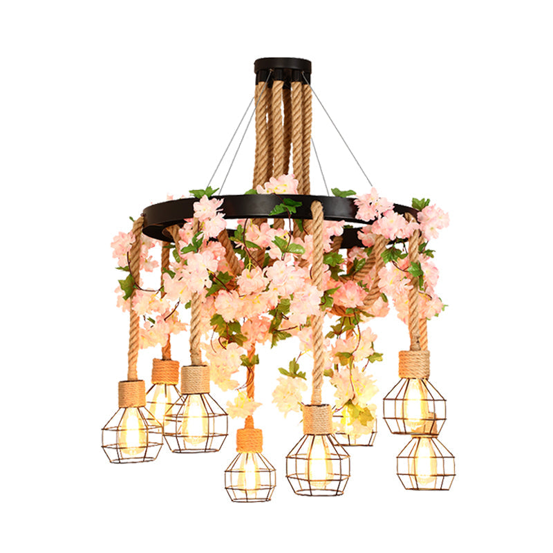 Solène Orb Cage Rope Pendant Chandelier Light