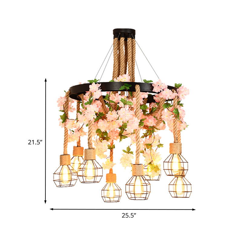 Solène Orb Cage Rope Pendant Chandelier Light