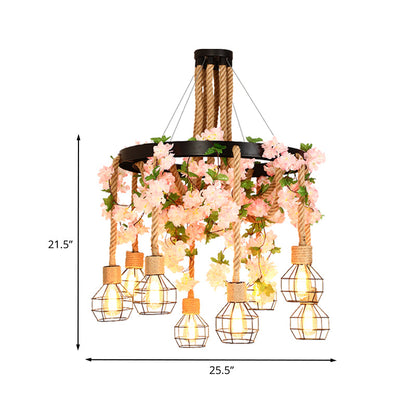 Solène Orb Cage Rope Pendant Chandelier Light