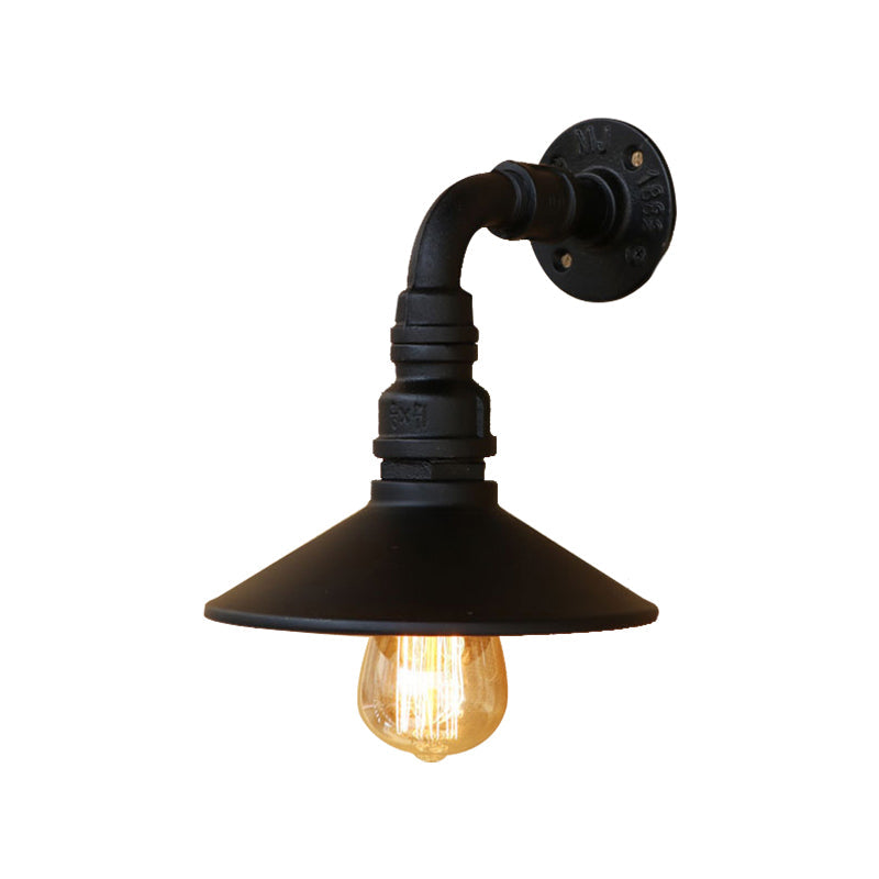 Aurélie Conic Shade Steampunk Wall Sconce Brass/Black