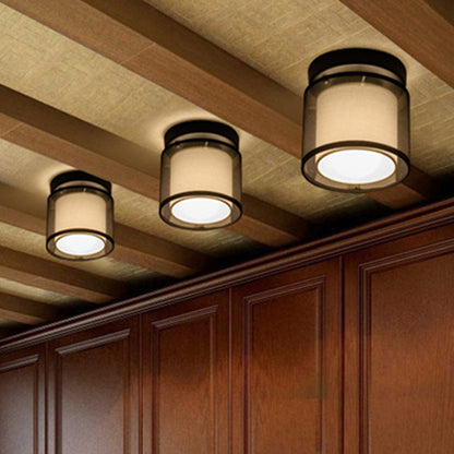 Camille Dual Layer Fabric Flush Ceiling Light