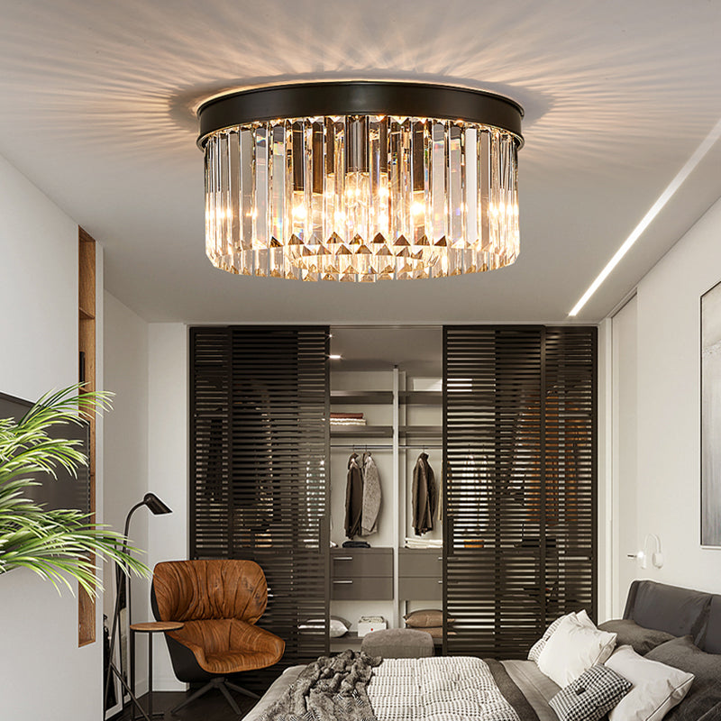 Geneviève Crystal Prism Black Flush Mount Ceiling Light