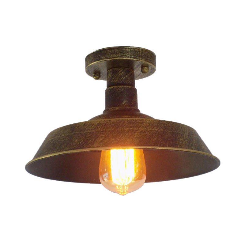 Margaux Farmhouse Barn Shade Halbeinbau-Deckenleuchte aus Metall