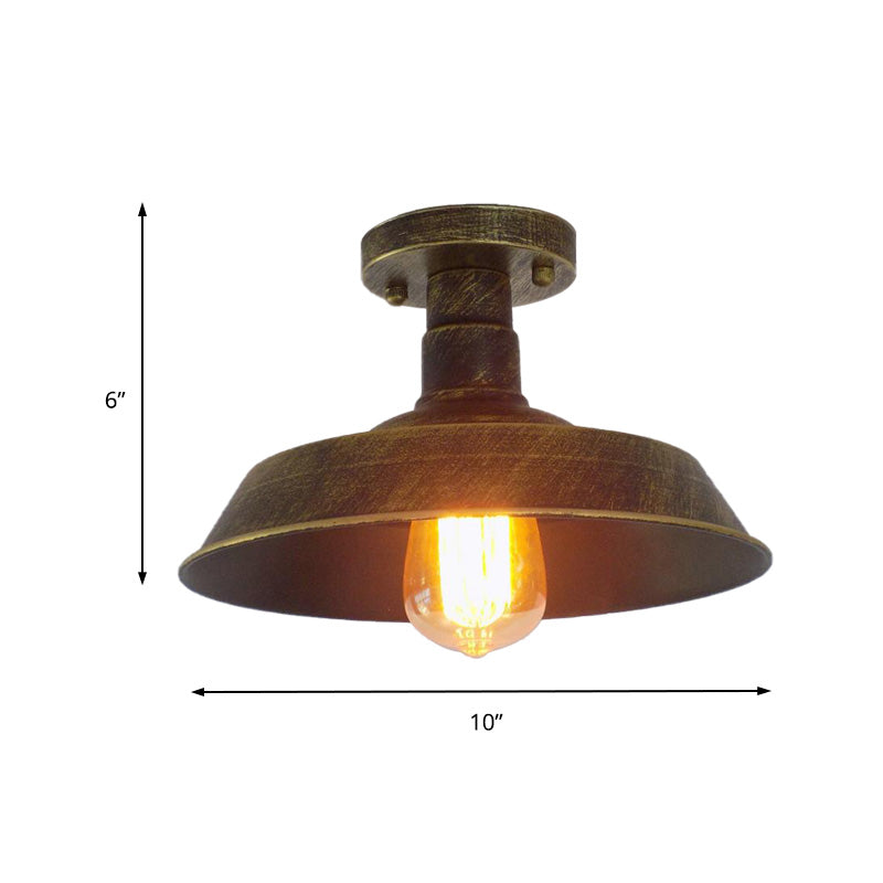 Margaux Farmhouse Barn Shade Halbeinbau-Deckenleuchte aus Metall