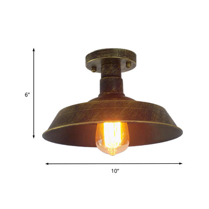 Margaux Farmhouse Barn Shade Halbeinbau-Deckenleuchte aus Metall