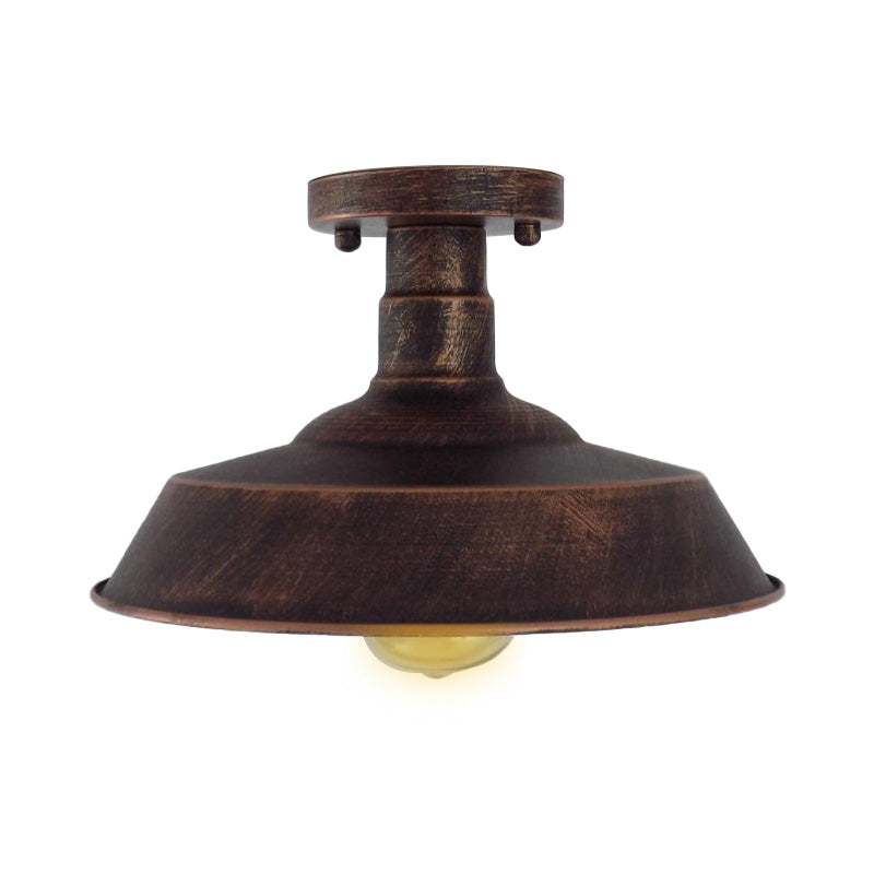 Margaux Farmhouse Barn Shade Halbeinbau-Deckenleuchte aus Metall