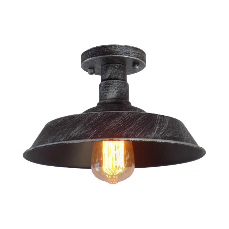 Margaux Farmhouse Barn Shade Halbeinbau-Deckenleuchte aus Metall