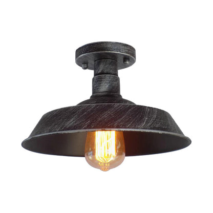 Margaux Farmhouse Barn Shade Halbeinbau-Deckenleuchte aus Metall