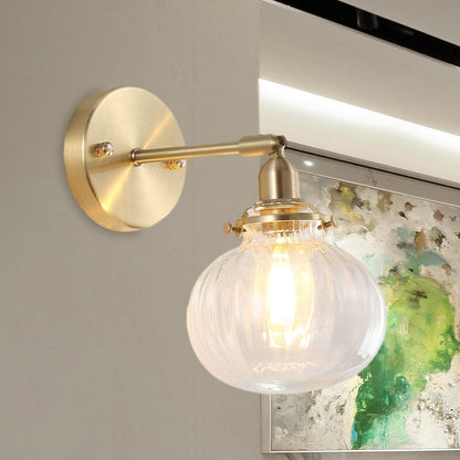Marceline Wandleuchte Kugel Glas Kolonial Gold Finish