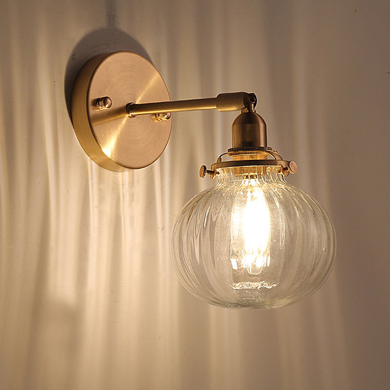 Marceline Wandleuchte Kugel Glas Kolonial Gold Finish