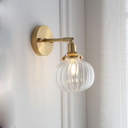Marceline Wandleuchte Kugel Glas Kolonial Gold Finish