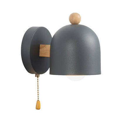 Clara Nordic Dome Wandleuchte mit Zugschalter Grau Holz