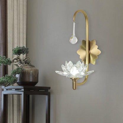 Éliane Lotus Crystal Gooseneck Wall Light Sconce
