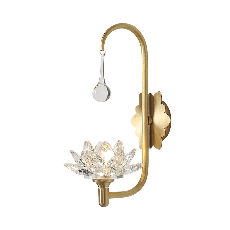 Éliane Lotus Crystal Gooseneck Wall Light Sconce