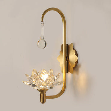 Éliane Lotus Crystal Gooseneck Wall Light Sconce