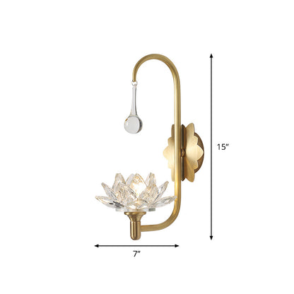 Éliane Lotus Crystal Gooseneck Wall Light Sconce