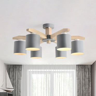 Soren Nordic Wood Arm Cylinder Chandelier