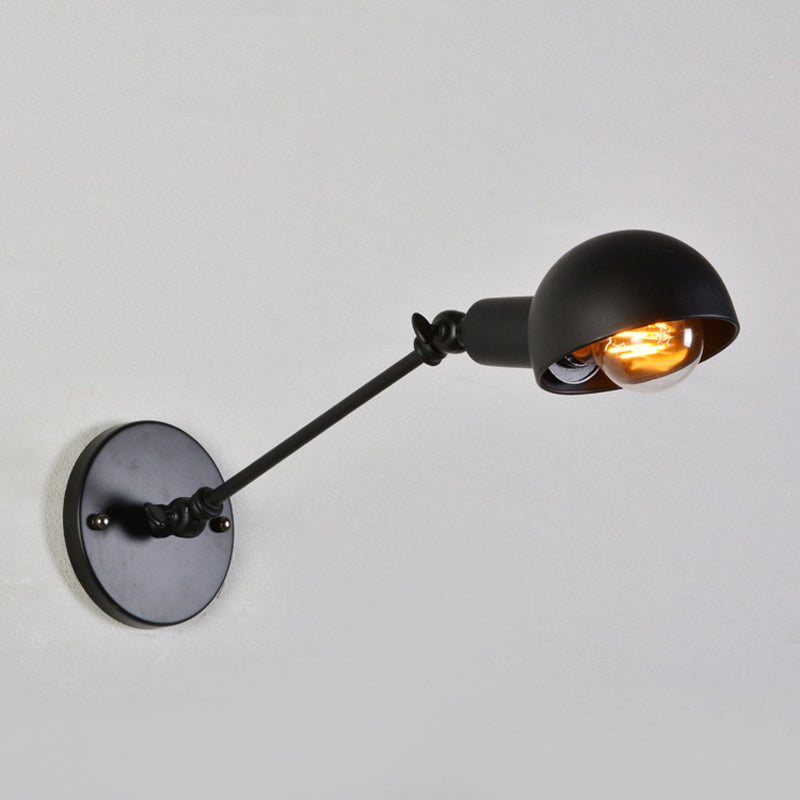 Colette Swing Arm Bowl Wall Lamp Black Industrial