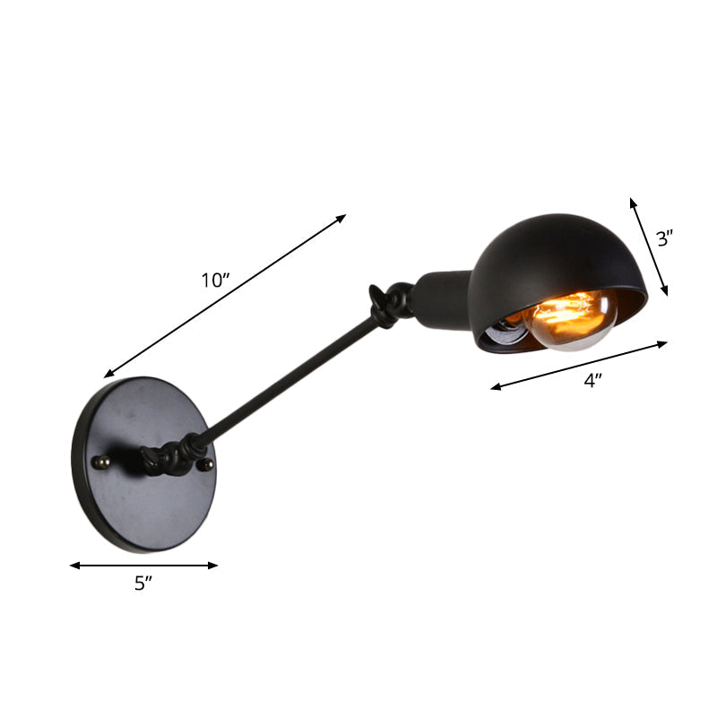 Juliette Retro Wandleuchte mit Schwenkarm und schwarzem Metallschirm