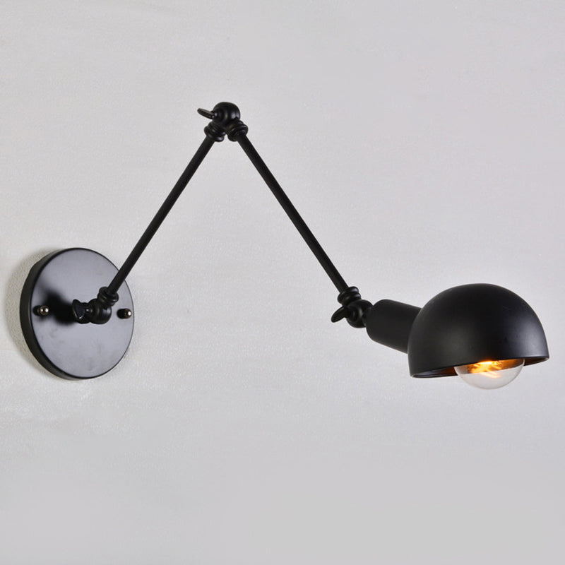 Colette Swing Arm Bowl Wall Lamp Black Industrial