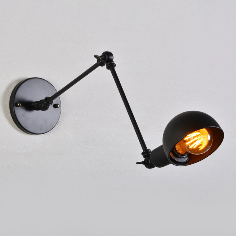 Colette Swing Arm Bowl Wall Lamp Black Industrial