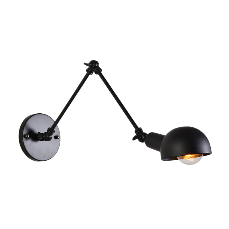 Colette Swing Arm Bowl Wall Lamp Black Industrial