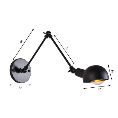 Juliette Retro Wandleuchte mit Schwenkarm und schwarzem Metallschirm