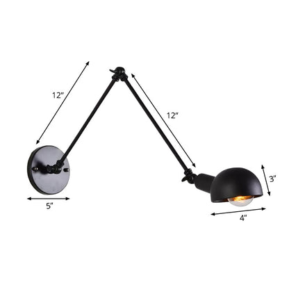 Juliette Retro Wandleuchte mit Schwenkarm und schwarzem Metallschirm